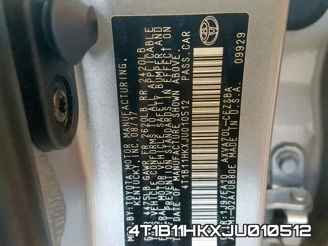 4T1B11HKXJU010512 фото 2