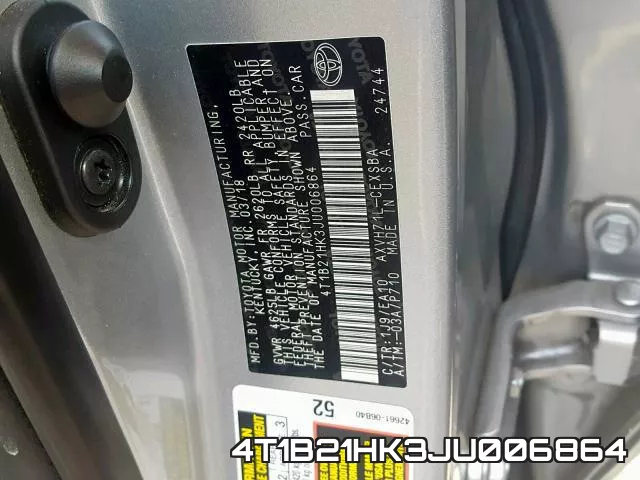 4T1B21HK3JU006864 фото 2