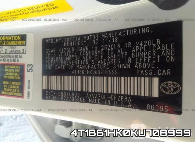 4T1B61HK0KU708999 фото 10