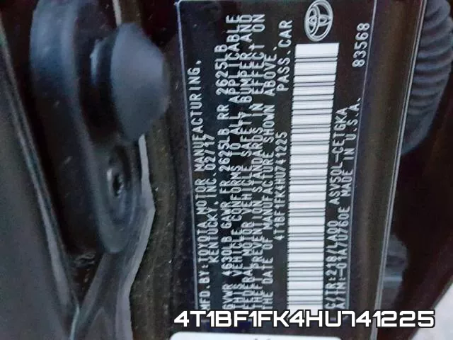 4T1BF1FK4HU741225 фото 2