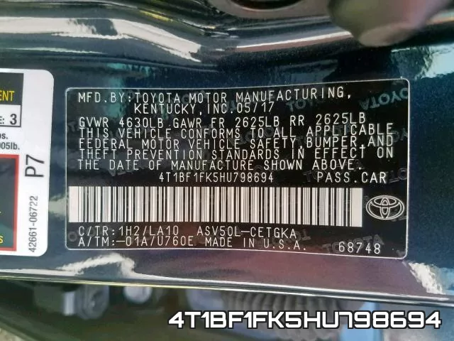 4T1BF1FK5HU798694 фото 2