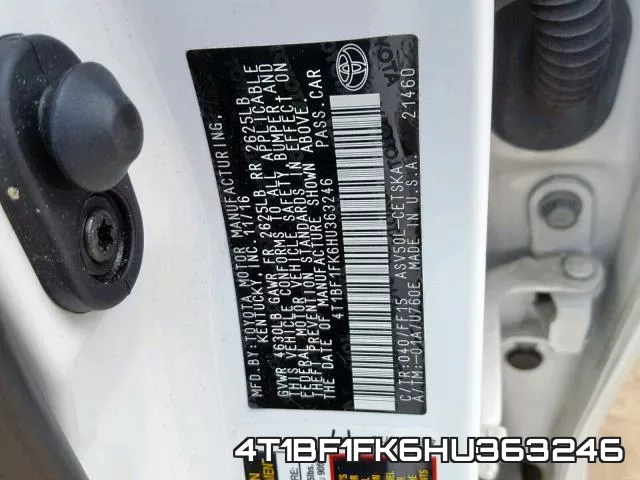 4T1BF1FK6HU363246 фото 2