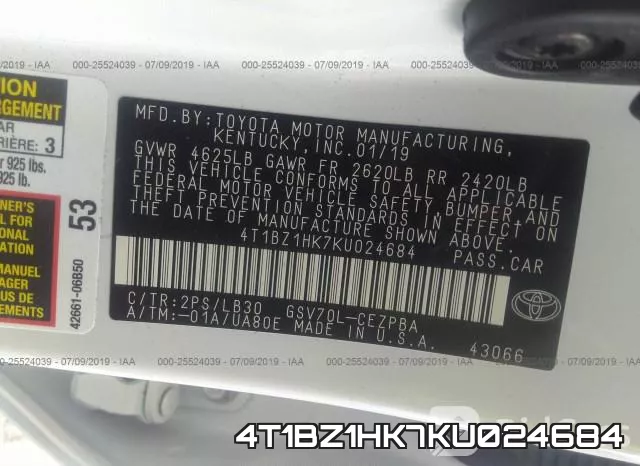 4T1BZ1HK7KU024684 фото 10