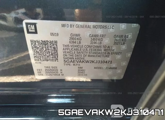5GAEVAKW2KJ310471 фото 10