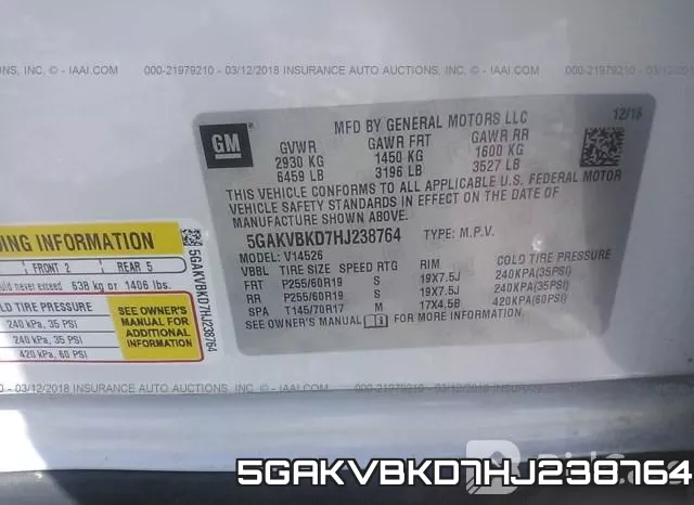 5GAKVBKD7HJ238764 фото 10