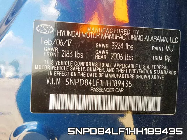 5NPD84LF1HH189435 фото 2