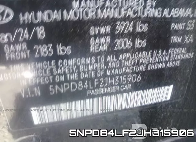 5NPD84LF2JH315906 фото 10