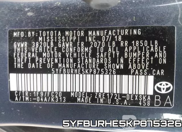 5YFBURHE5KP875326 фото 10