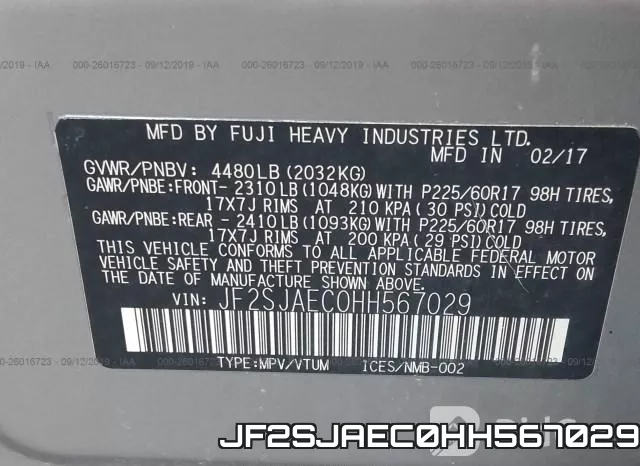 JF2SJAEC0HH567029 фото 10