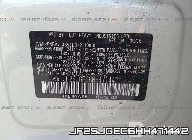 JF2SJGEC6HH471442 фото 10