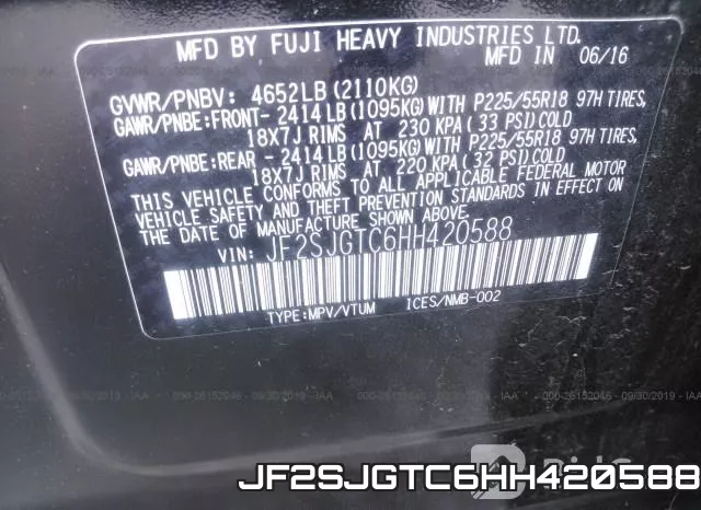 JF2SJGTC6HH420588 фото 10