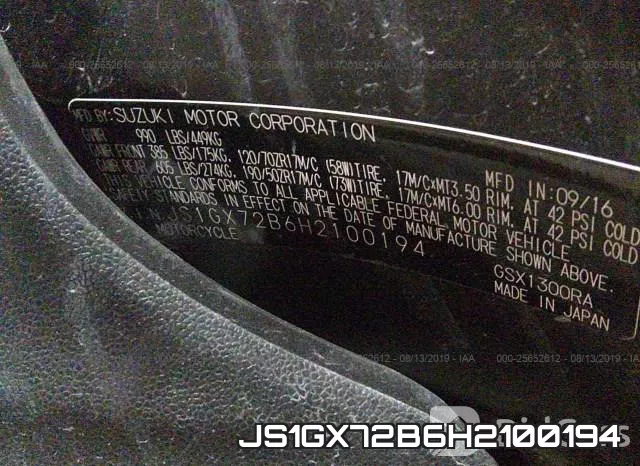 JS1GX72B6H2100194 фото 2