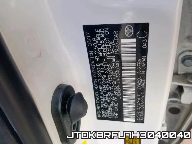 JTDKBRFU7H3040040 фото 2
