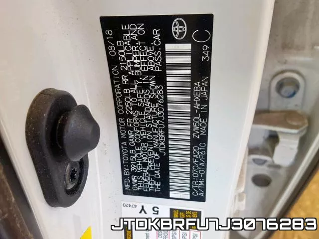 JTDKBRFU7J3076283 фото 2