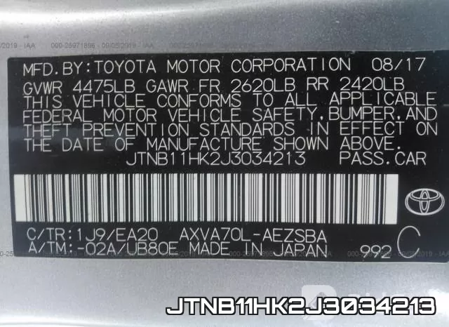 JTNB11HK2J3034213 фото 10