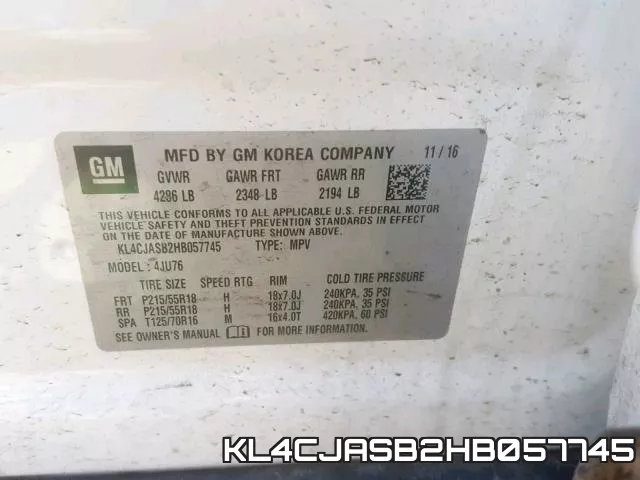KL4CJASB2HB057745 фото 2