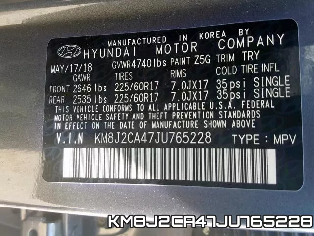 KM8J2CA47JU765228 фото 2