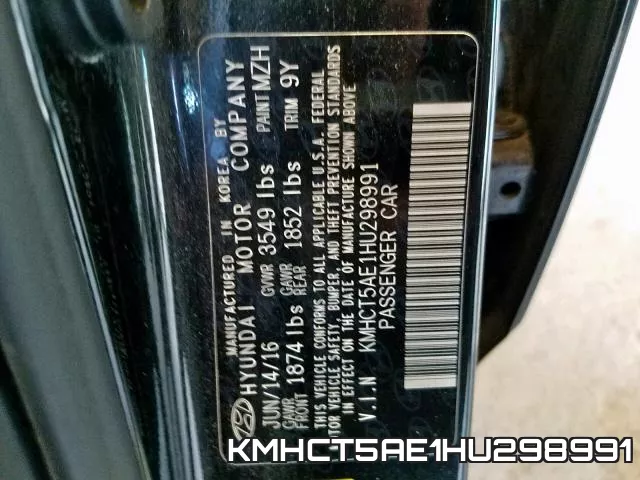 KMHCT5AE1HU298991 фото 2