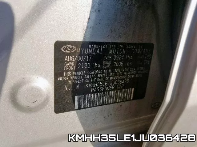 KMHH35LE1JU036428 фото 2