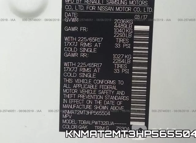 KNMAT2MT3HP565504 фото 9