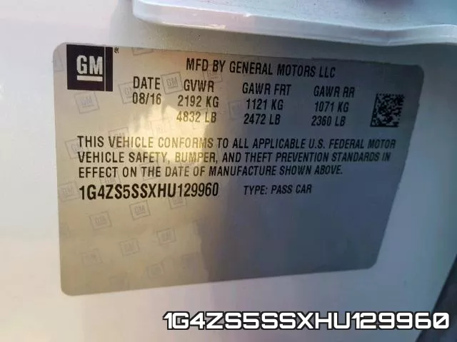 1G4ZS5SSXHU129960 фото 2