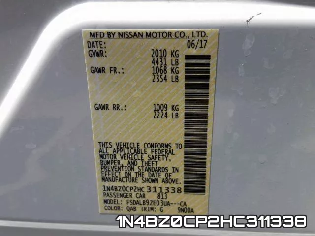 1N4BZ0CP2HC311338 фото 2