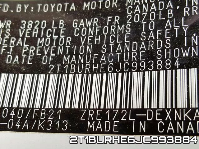 2T1BURHE6JC993884 фото 2