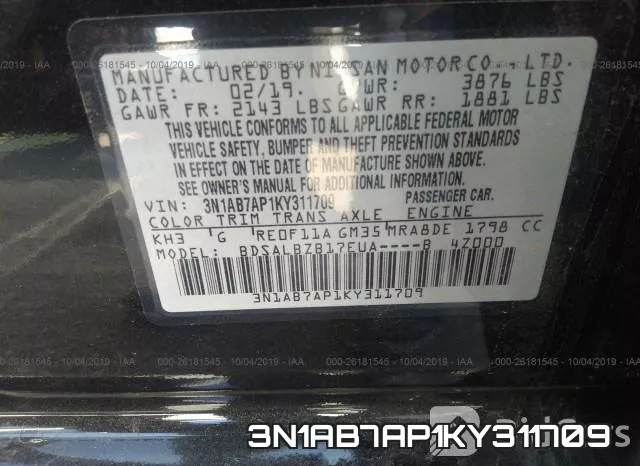 3N1AB7AP1KY311709 фото 9