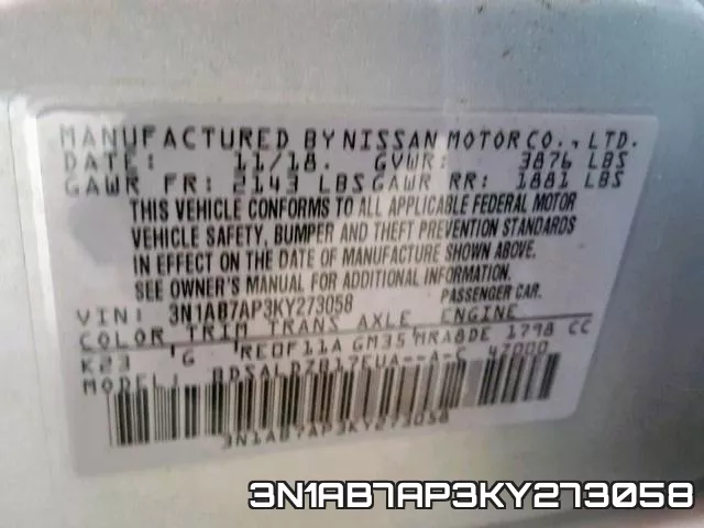 3N1AB7AP3KY273058 фото 2