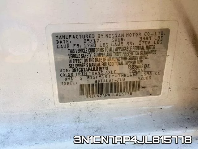 3N1CN7AP4JL815778 фото 2