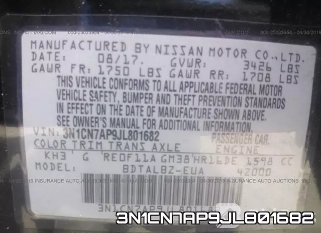 3N1CN7AP9JL801682 фото 9