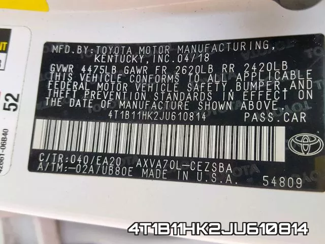 4T1B11HK2JU610814 фото 2