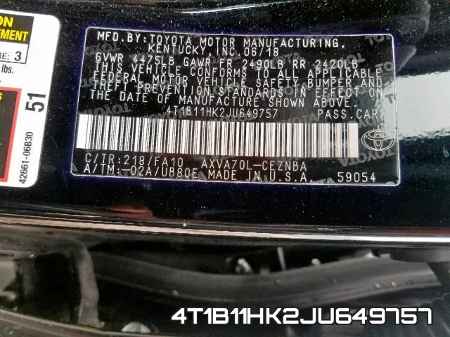 4T1B11HK2JU649757 фото 2