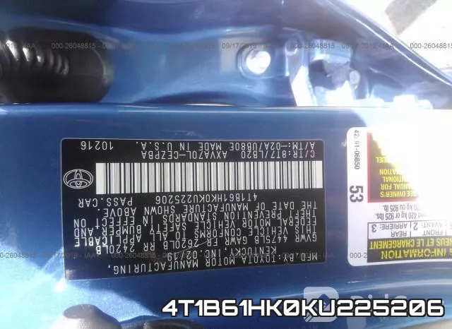4T1B61HK0KU225206 фото 10