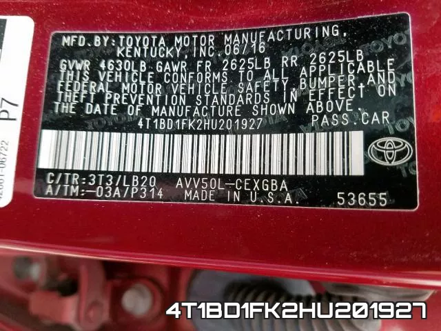 4T1BD1FK2HU201927 фото 2