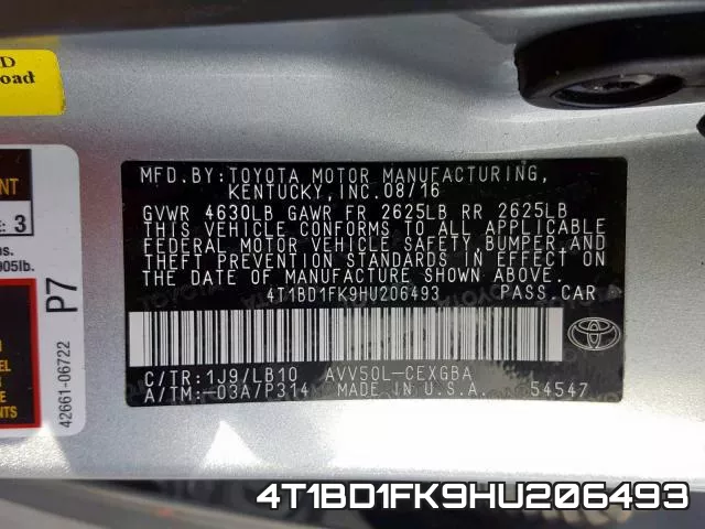 4T1BD1FK9HU206493 фото 2