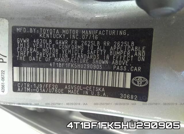 4T1BF1FK5HU290905 фото 9