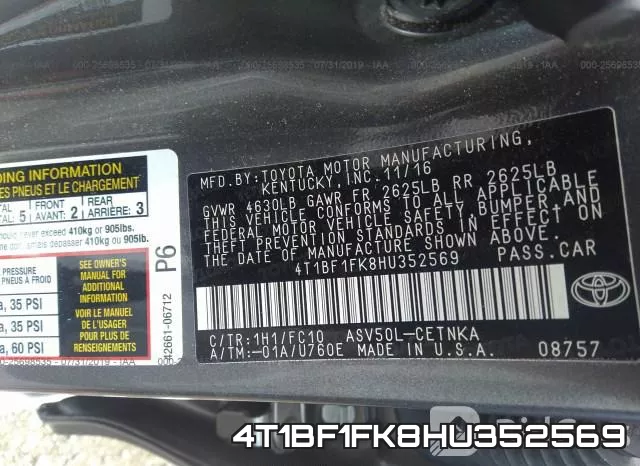 4T1BF1FK8HU352569 фото 10