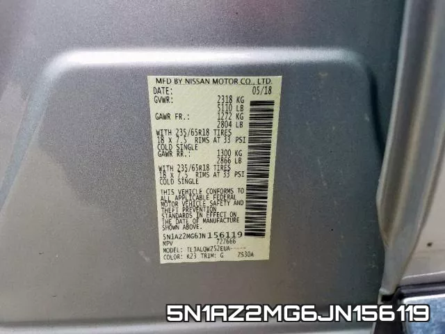 5N1AZ2MG6JN156119 фото 2