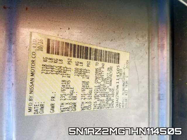5N1AZ2MG7HN114505 фото 2