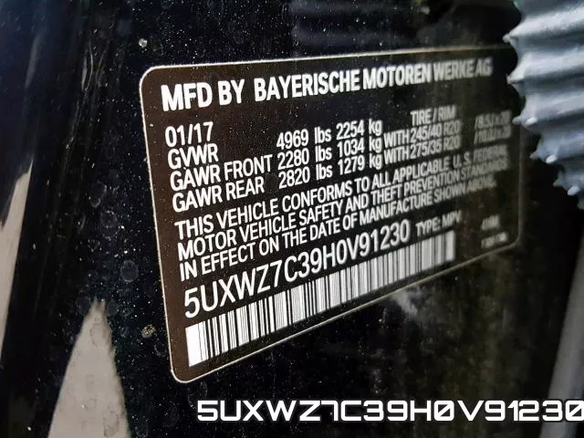 5UXWZ7C39H0V91230 фото 2