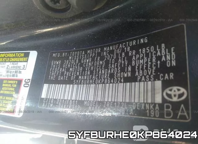 5YFBURHE0KP864024 фото 10