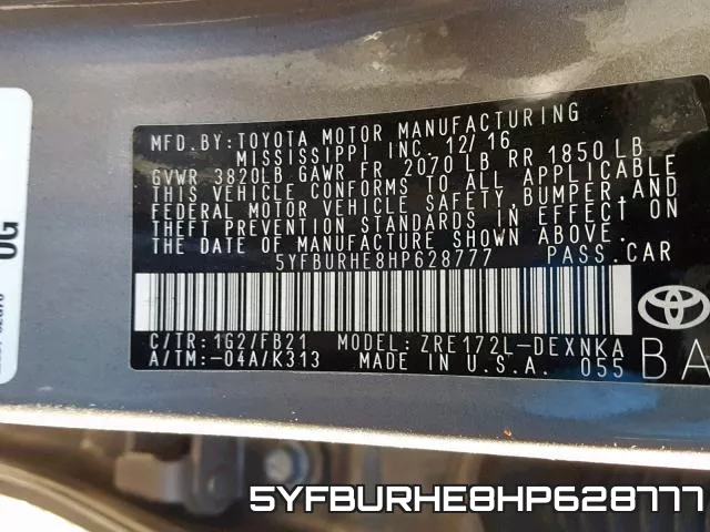 5YFBURHE8HP628777 фото 2