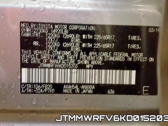 JTMMWRFV6KD015203 фото 2