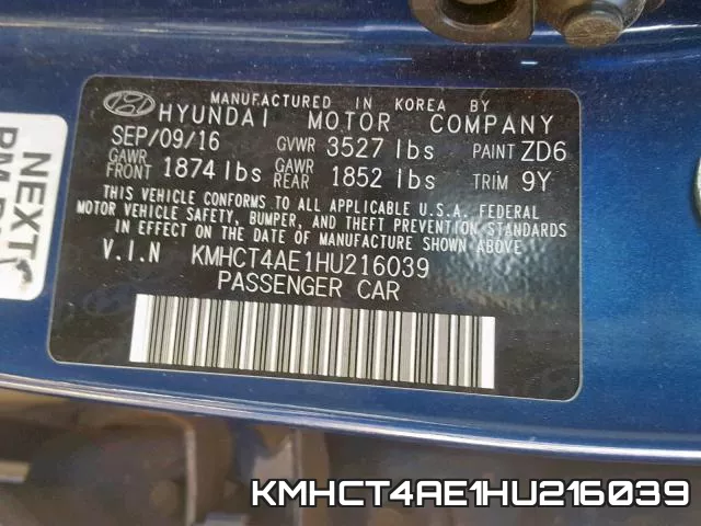 KMHCT4AE1HU216039 фото 2
