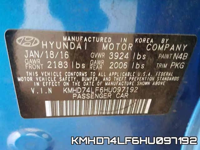 KMHD74LF6HU097192 фото 2
