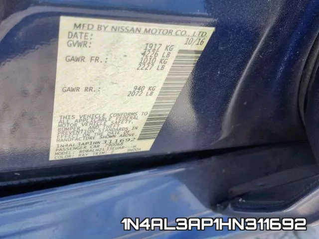 1N4AL3AP1HN311692 фото 2
