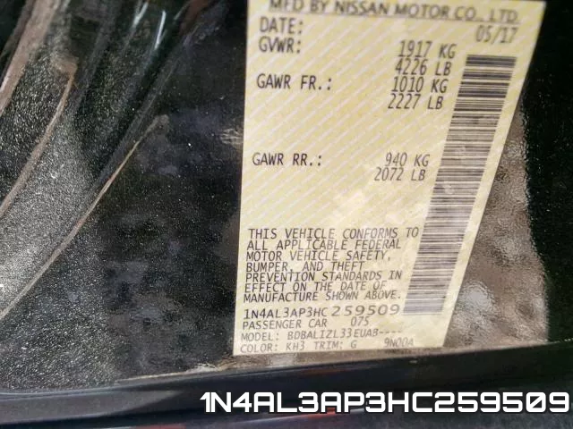 1N4AL3AP3HC259509 фото 2