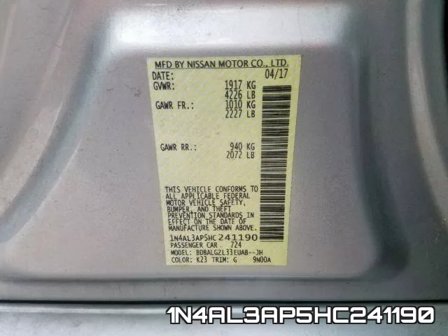 1N4AL3AP5HC241190 фото 2