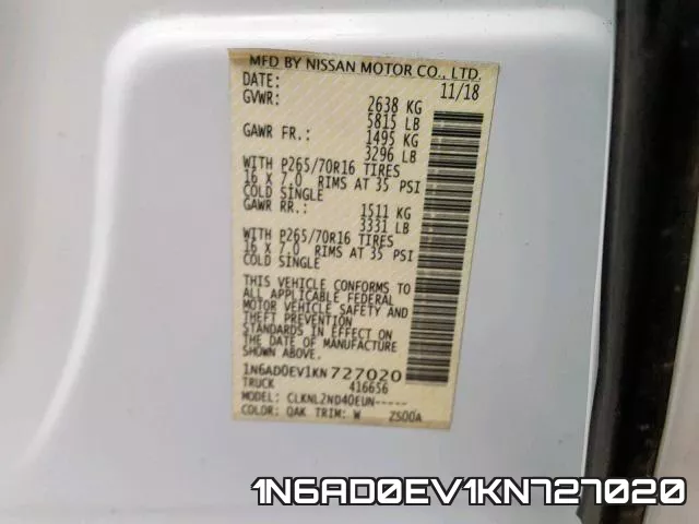1N6AD0EV1KN727020 фото 2